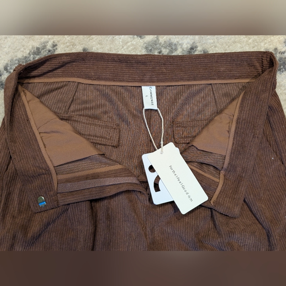 NWT Commense Brown High-Waist Corduroy Wide-Leg Size L - Picture 3 of 6